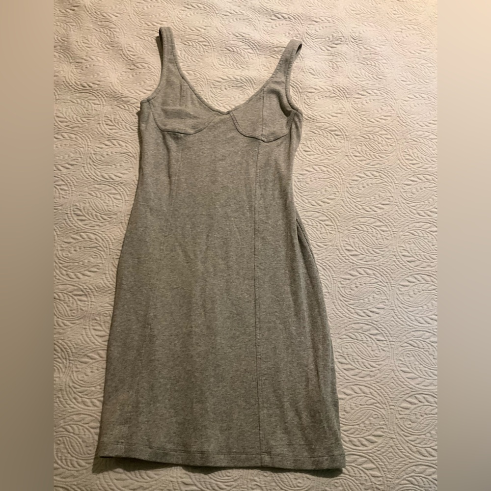 American Eagle Outfitters Light Gray Ribbed Tank Top